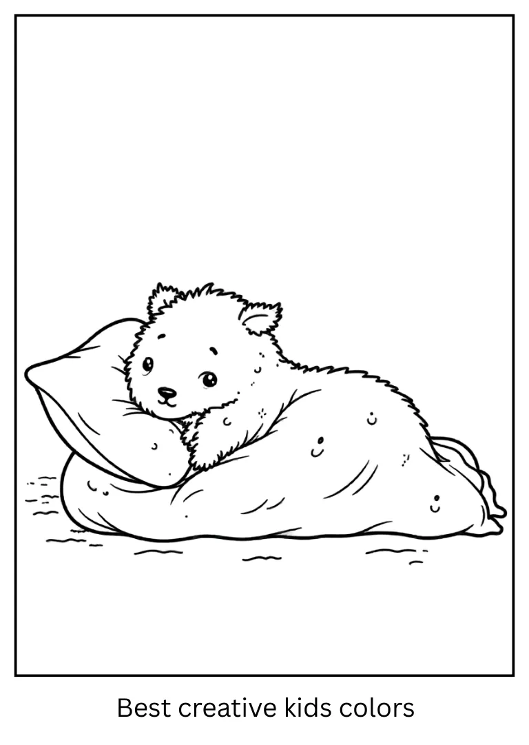 Cozy Bed Labubu Coloring Outline