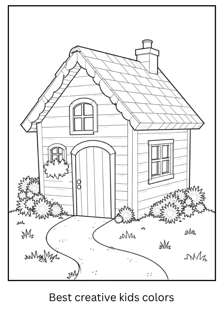 Cozy Cottage Scene – Minecraft Coloring Outline
