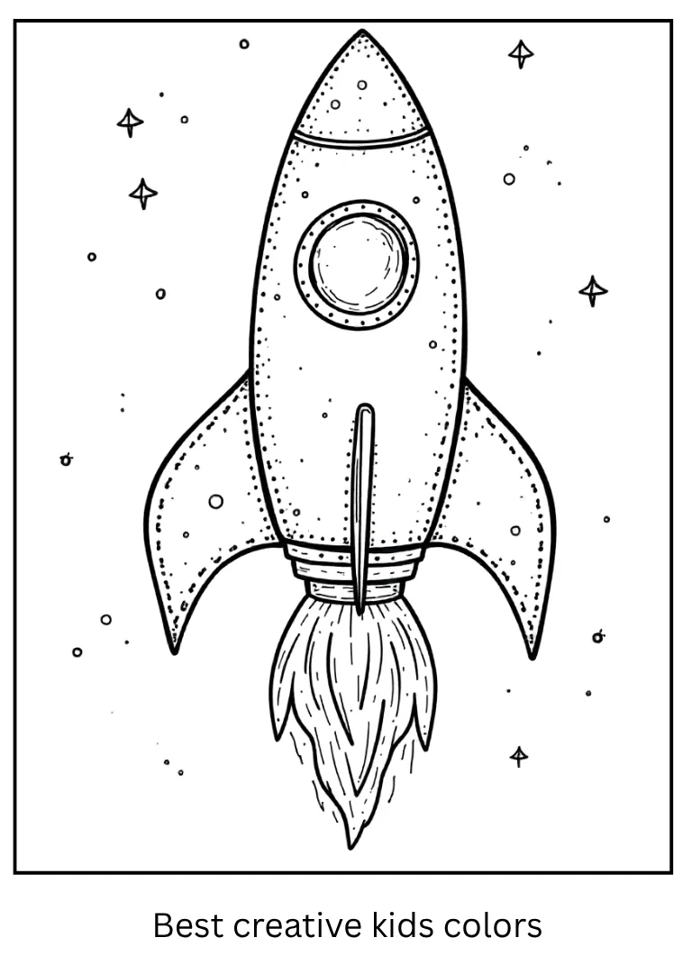 Creative Space Coloring Page with Rocket Doodle