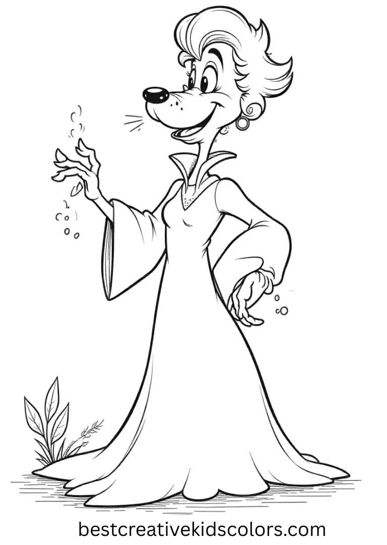Cruella’s Fashion Chaos Disney Coloring Page Color Cruella creating mischief with her unique style on Disney Coloring Pages.