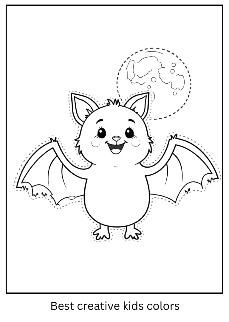 Cute Bat Halloween Coloring Sheet for Kids