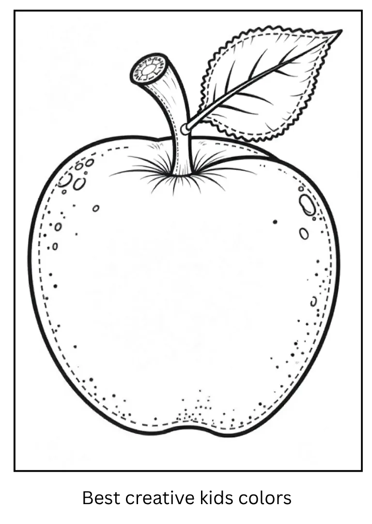Cute Cartoon Apple Art Coloring Page