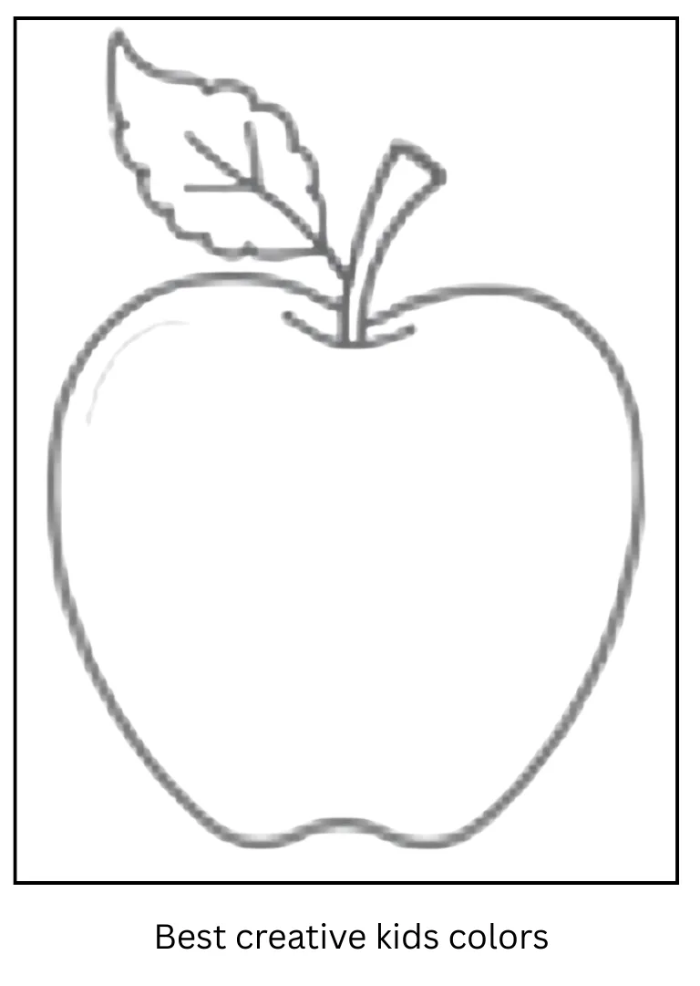 Cute Cartoon Apple Outline Coloring Page