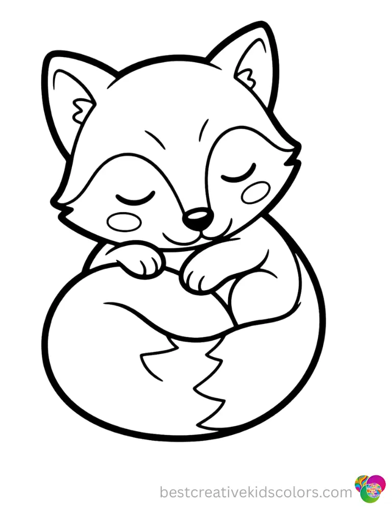 A sleepy cute fox resting its tiny chin softly on its front paws.