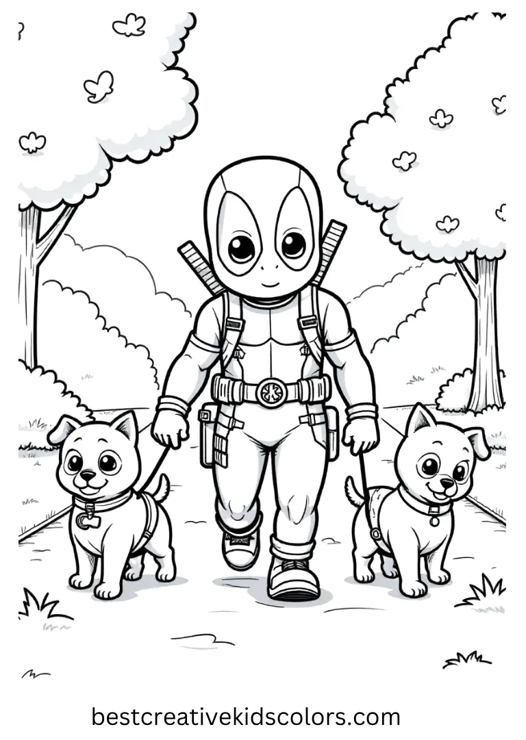 Free Deadpool Coloring Pages – Funny, Cute & Action-Packed Marvel Art
