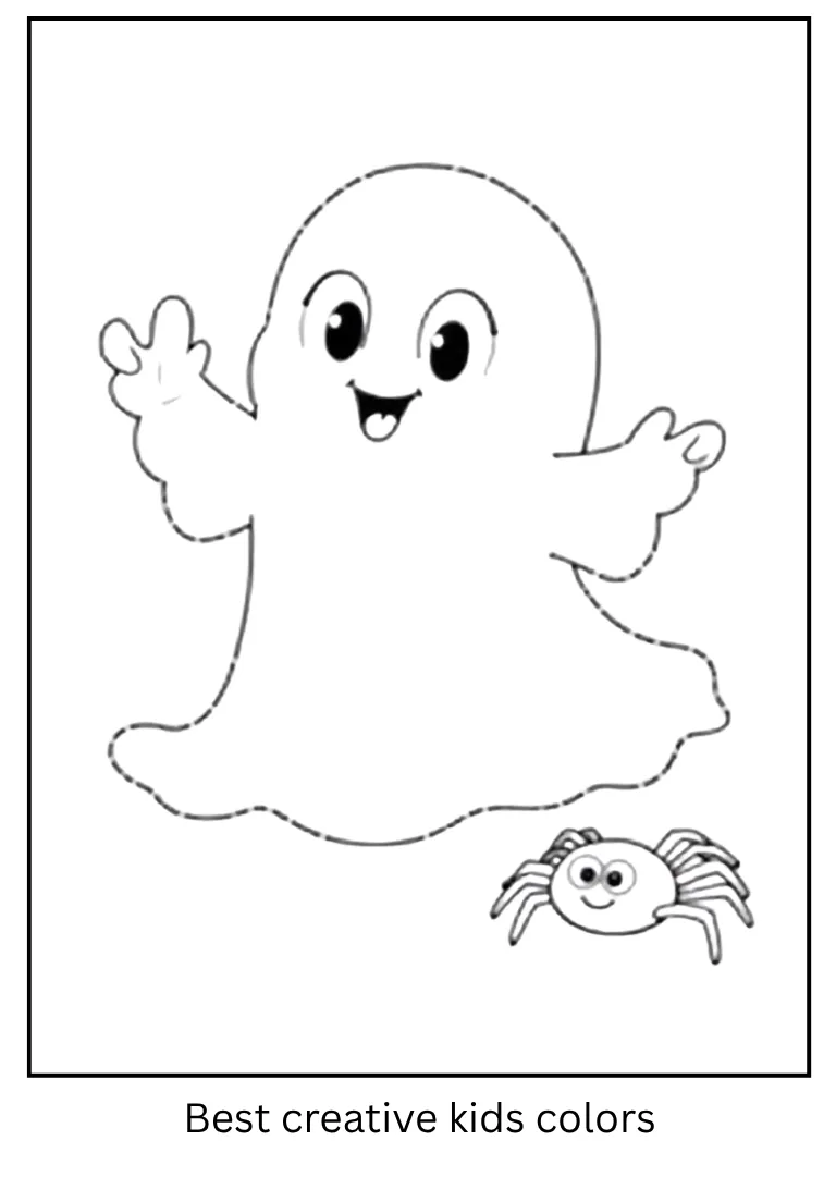 Cute Ghost and Spider Halloween Printable Page