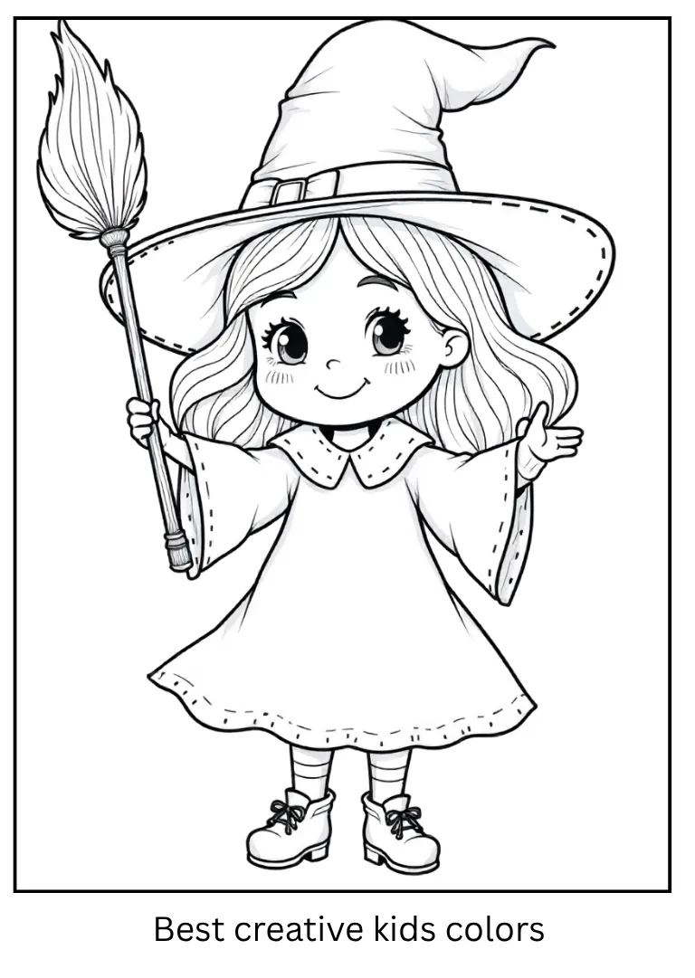 Cute Halloween Witch Art for Kids