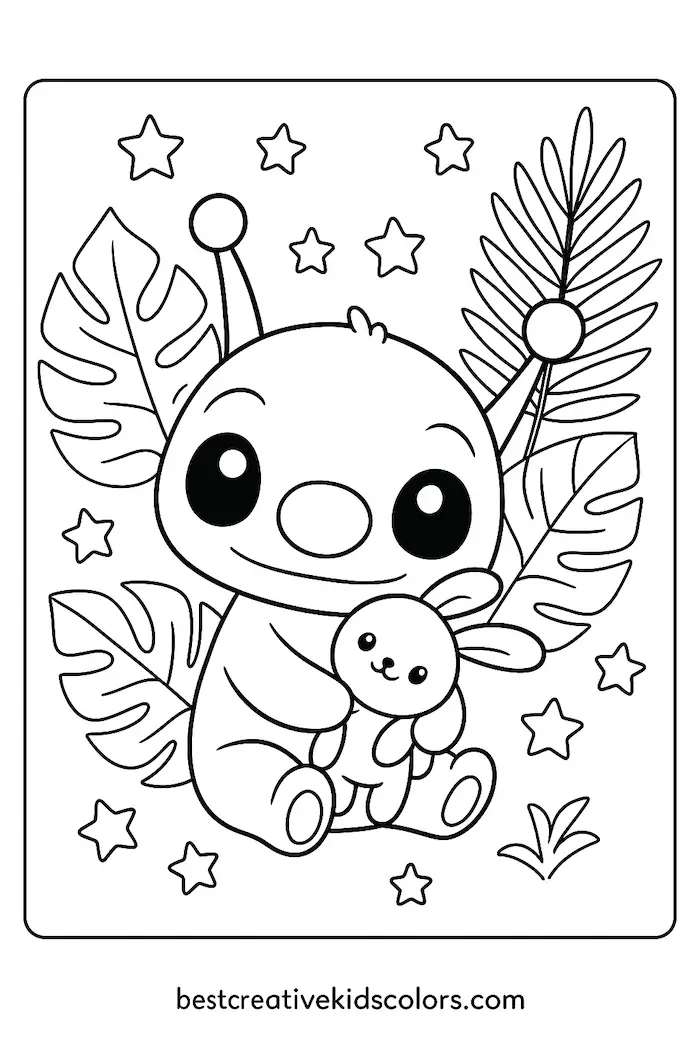 Cute Kawaii Stitch Coloring Page