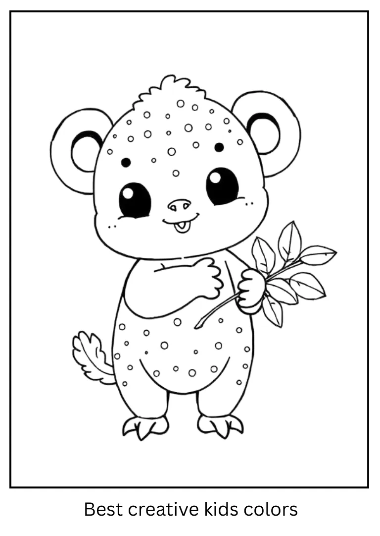 Cute Labubu with Branch Coloring Page