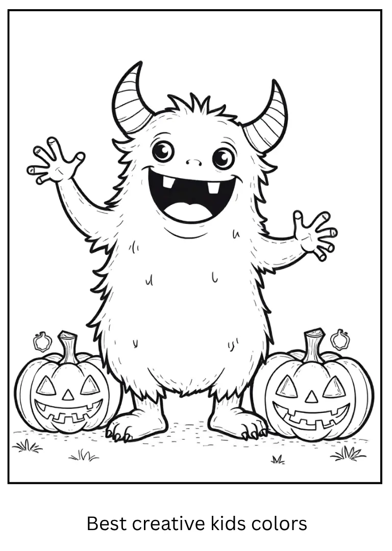 Cute Monster Halloween Coloring Sheet