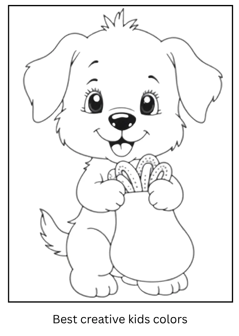 Cute Puppy Trick-or-Treat Coloring Page