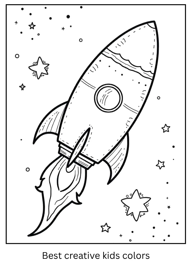 Cute Space Coloring Page with Bold Lines