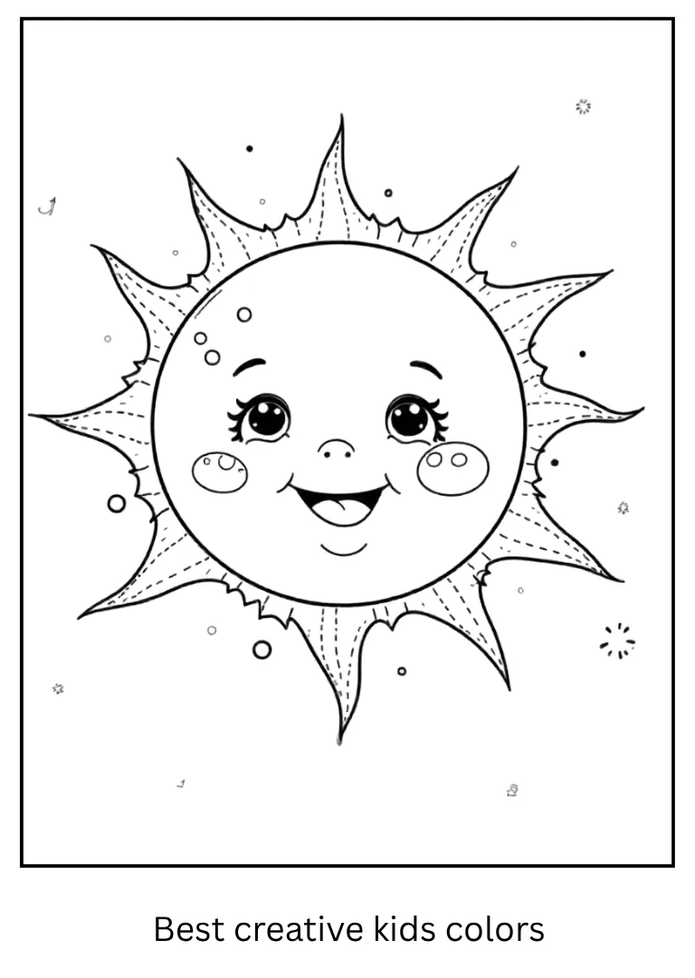Cute Space Coloring Page with Happy Sun