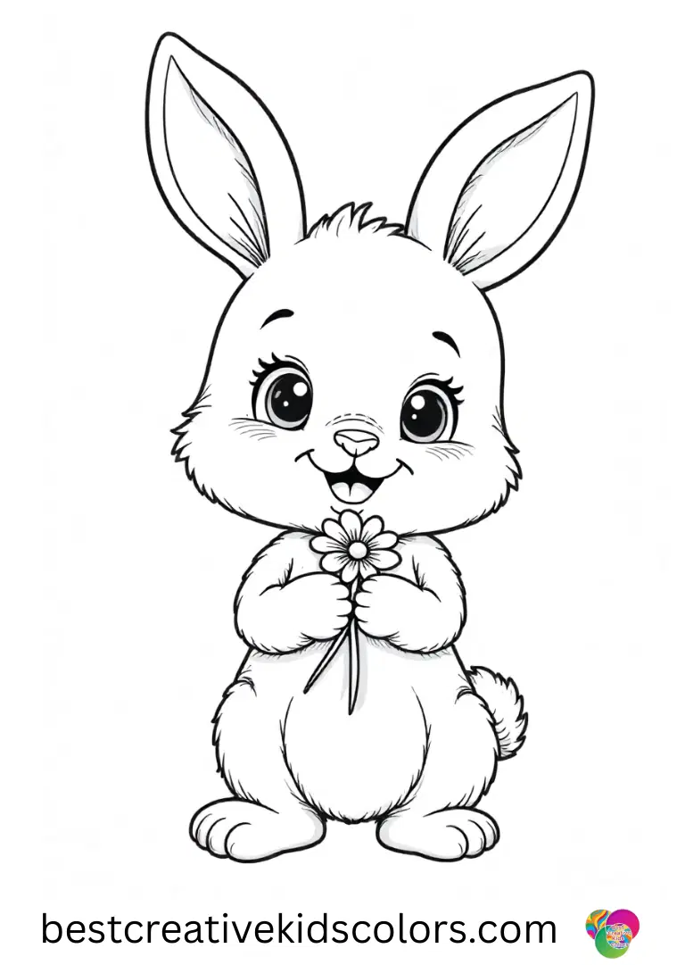 Cute baby bunny holding a flower download features a tiny bunny smelling a flower carefully held in its paws.