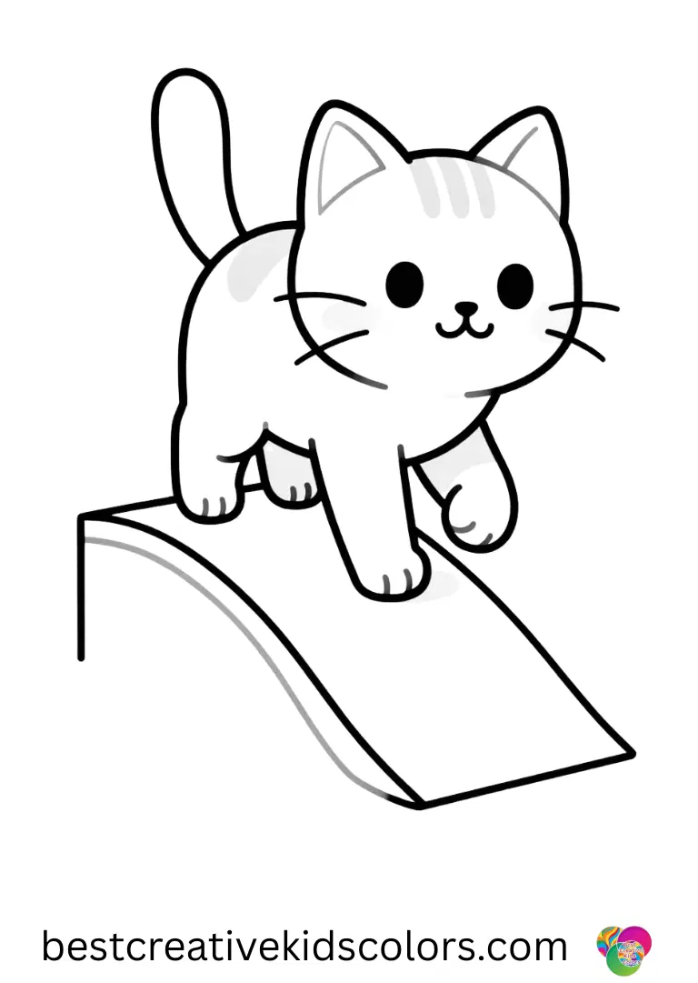 Cute cat coloring page easy