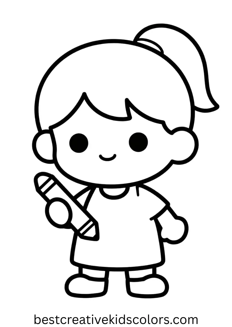 Cute girl coloring pages for kids Have fun coloring with Cute girl coloring pages for kids, featuring playful scenes and characters.