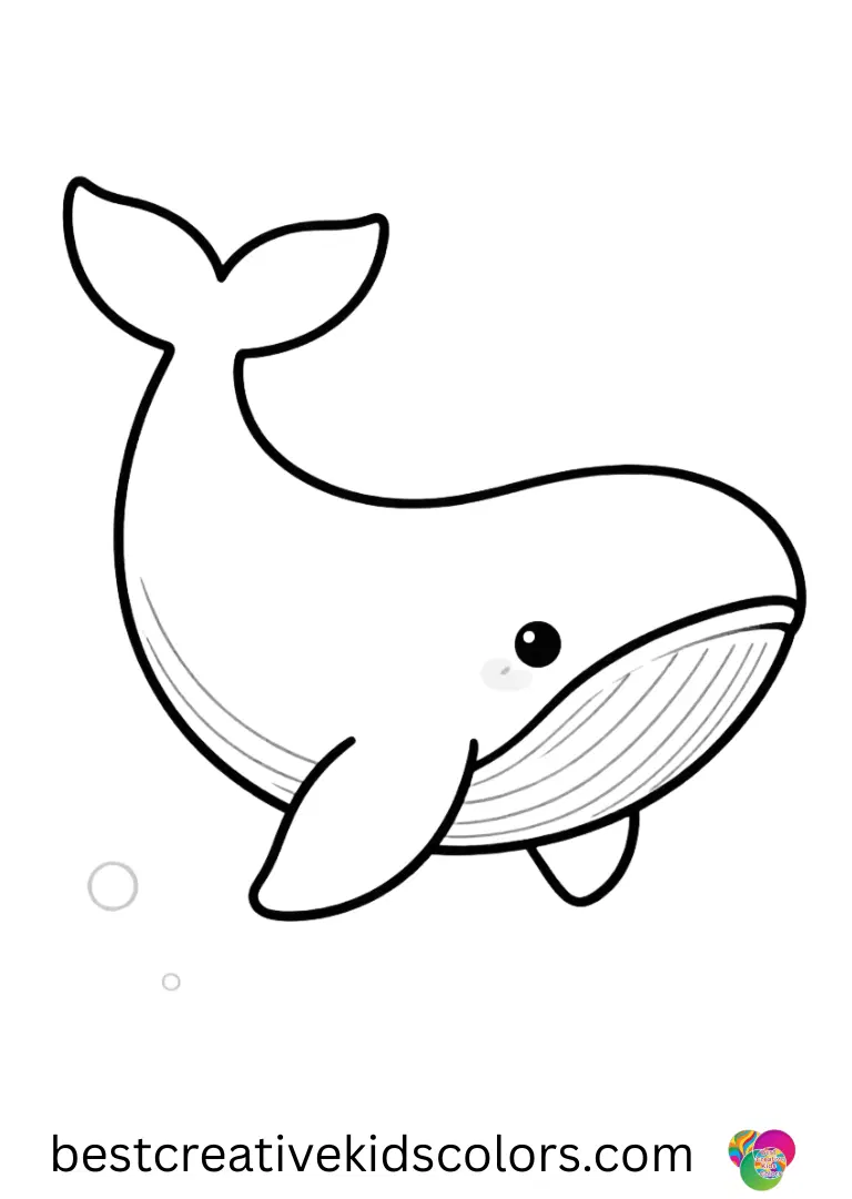 Cute june whale coloring page pdf free download shows a whale tracing circles in the sand below.