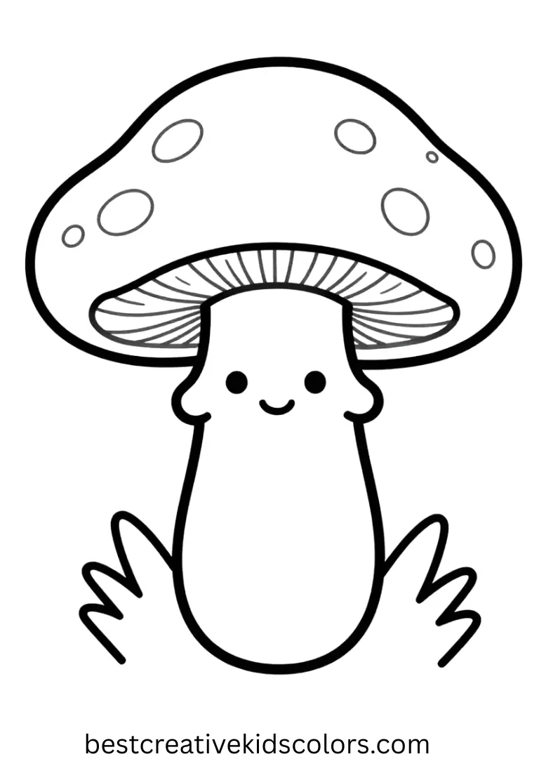 Cute mushroom coloring page for adults