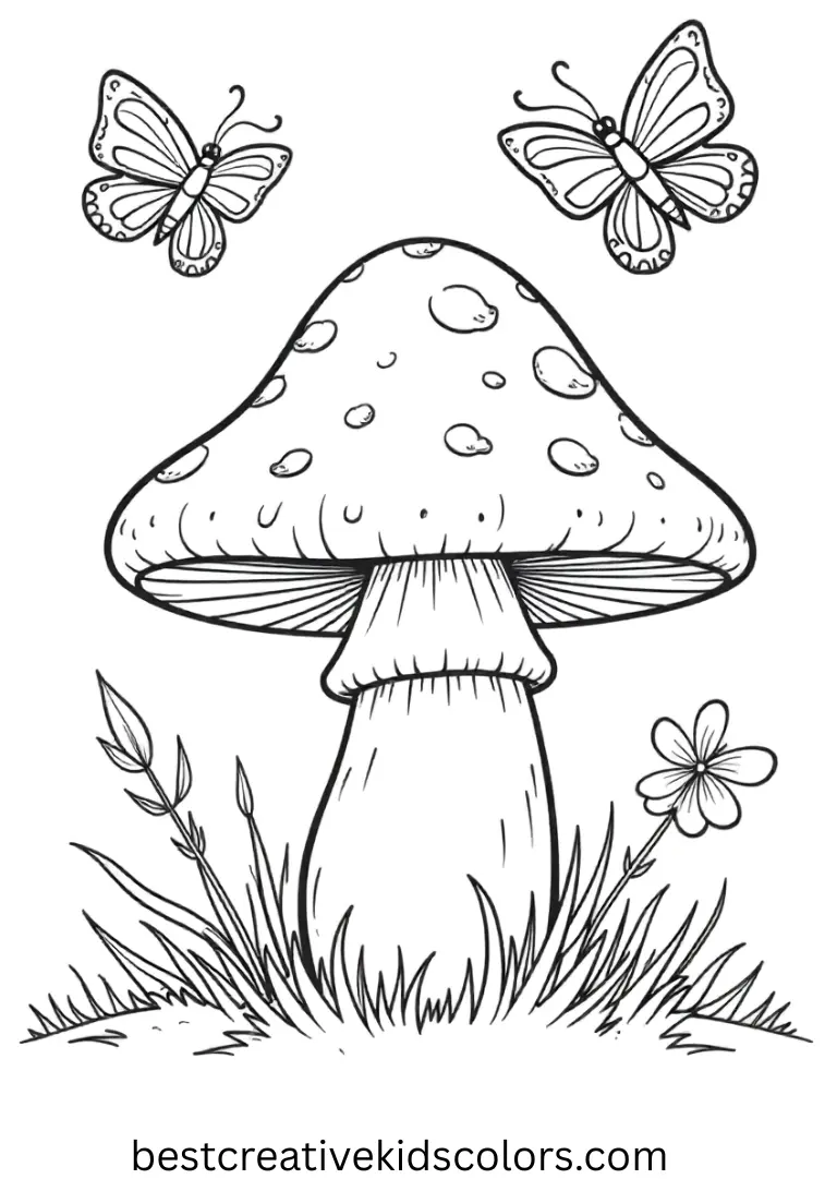 Cute mushroom coloring page pdf