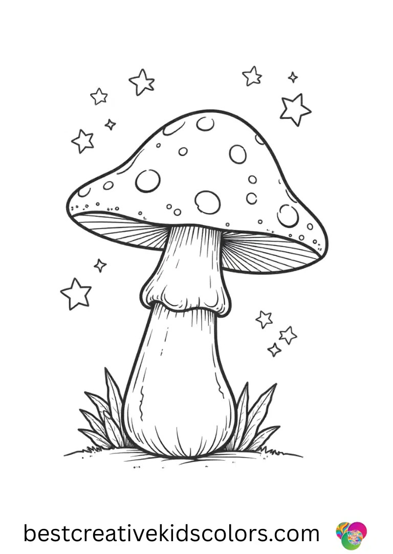 Cute mushroom coloring page