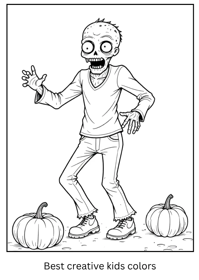 Dancing Zombie Halloween Coloring Picture