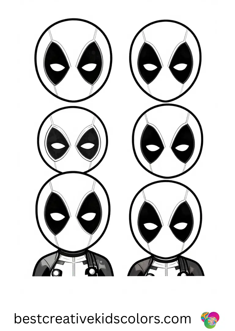 Deadpool sketches superhero portraits in his notebook in this exciting Deadpool Coloring Book.