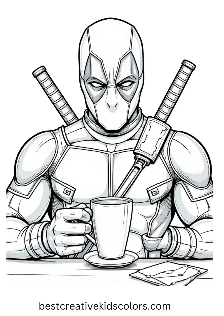 Deadpool Coloring Page for Fans – Hero on Coffee Break