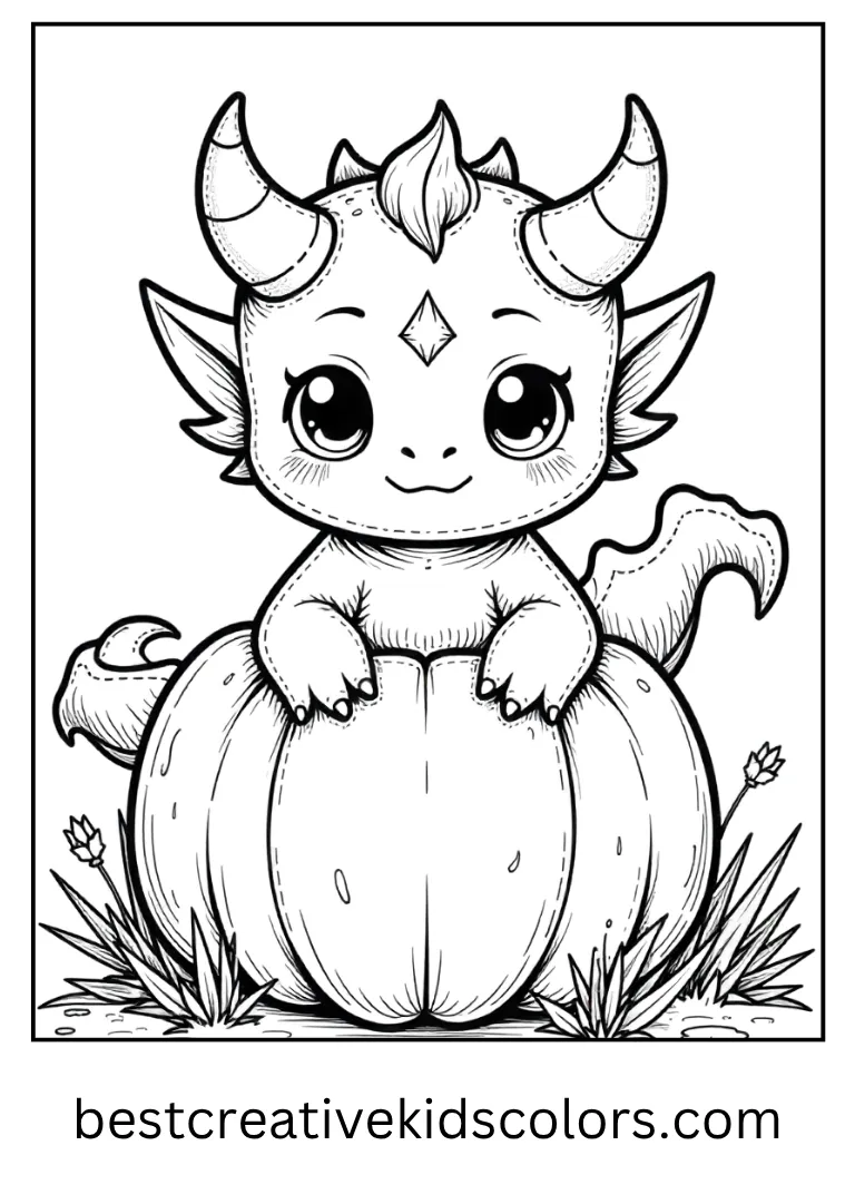 Demogorgon Pumpkin Patch Coloring Page A cute Demogorgon peeks from behind a pumpkin.