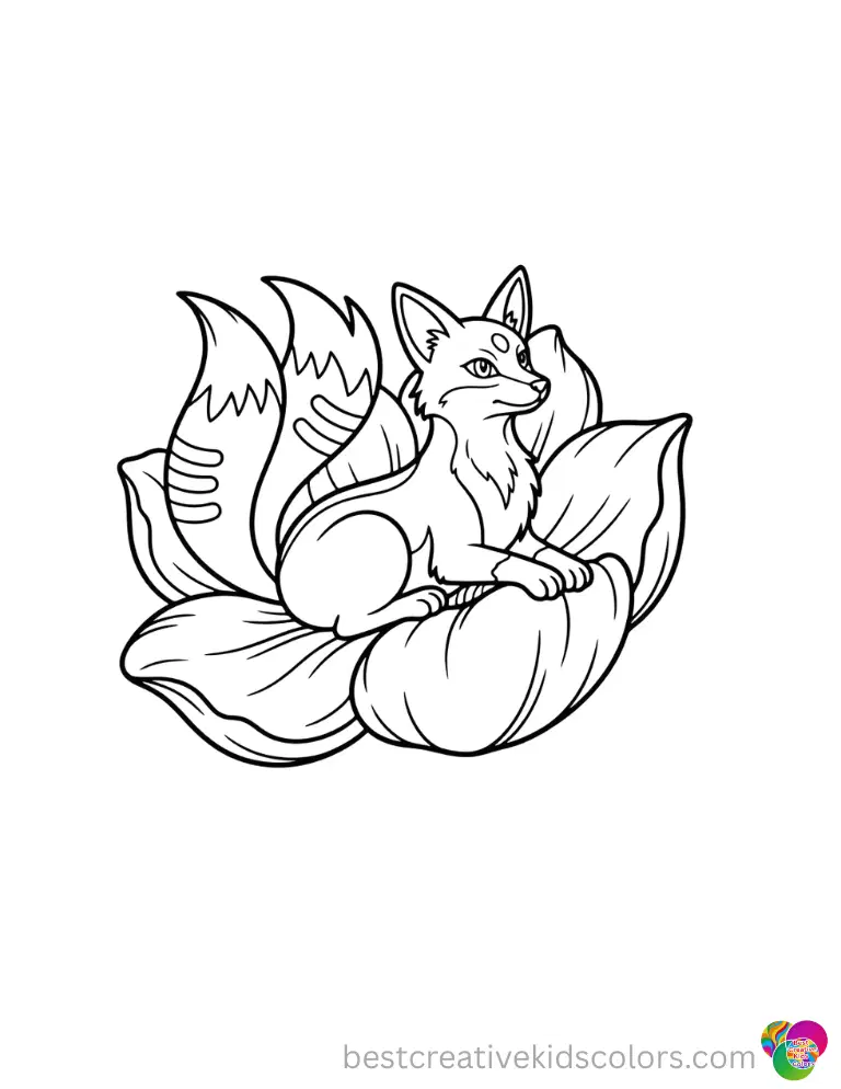 Ninetales rests elegantly on a massive blooming flower petal.