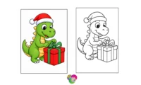 Free Dinosaur Christmas Coloring Pages to Print Now