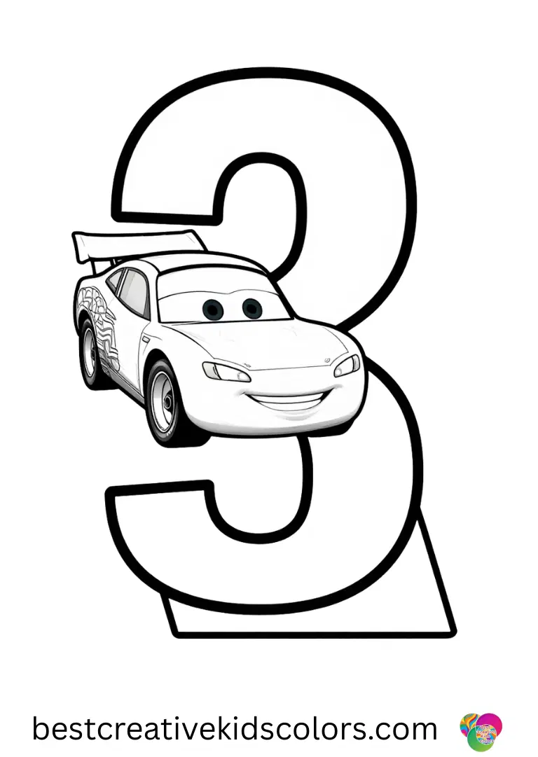Disney Cars Colouring pages Disney Cars Colouring pages shows him painting numbers on a long ramp for counting practice.