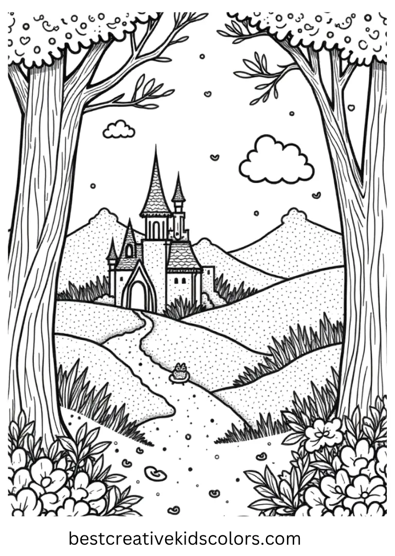 Print magical scenes of princesses, castles, and enchanted forests.