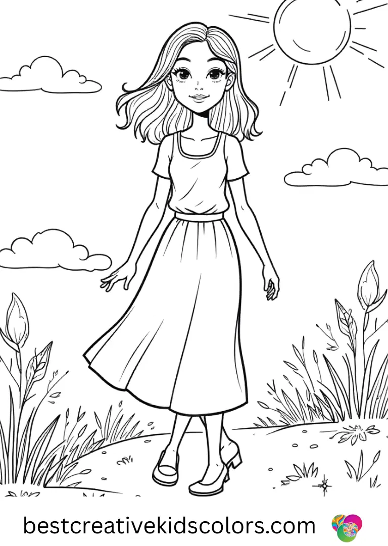 Disney princess anna printable disney coloring pages easy Print Anna on sunny outdoor walks with simple, kid-friendly lines.