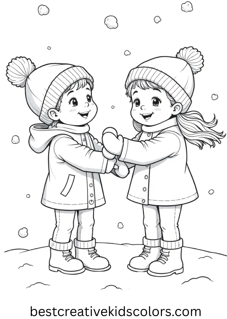 Children tap snow rhythmically with mittens during Do you wanna build a snowman lyrics english