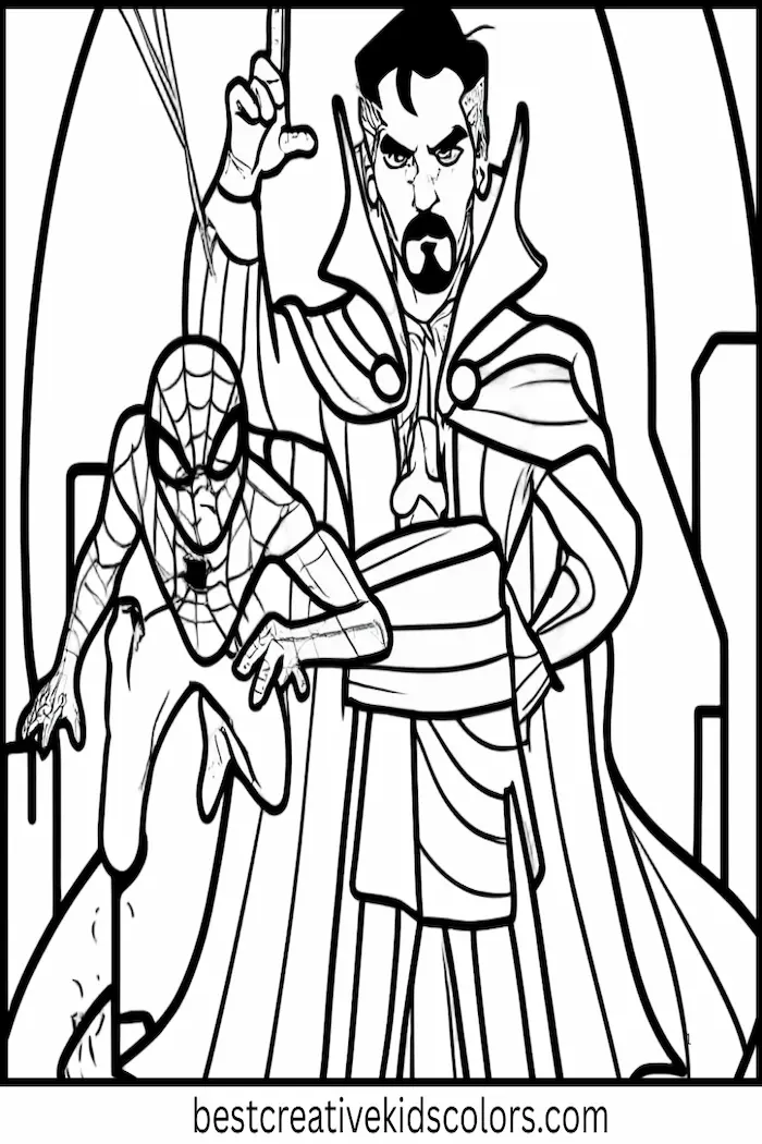 Doctor Strange and Spider-Man Coloring Picture