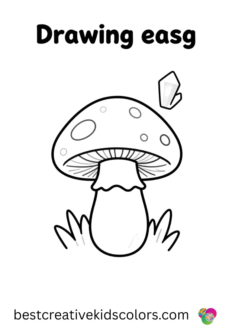 Drawing mushroom drawing diagram easy shows a mushroom with a glowing crystal floating above.