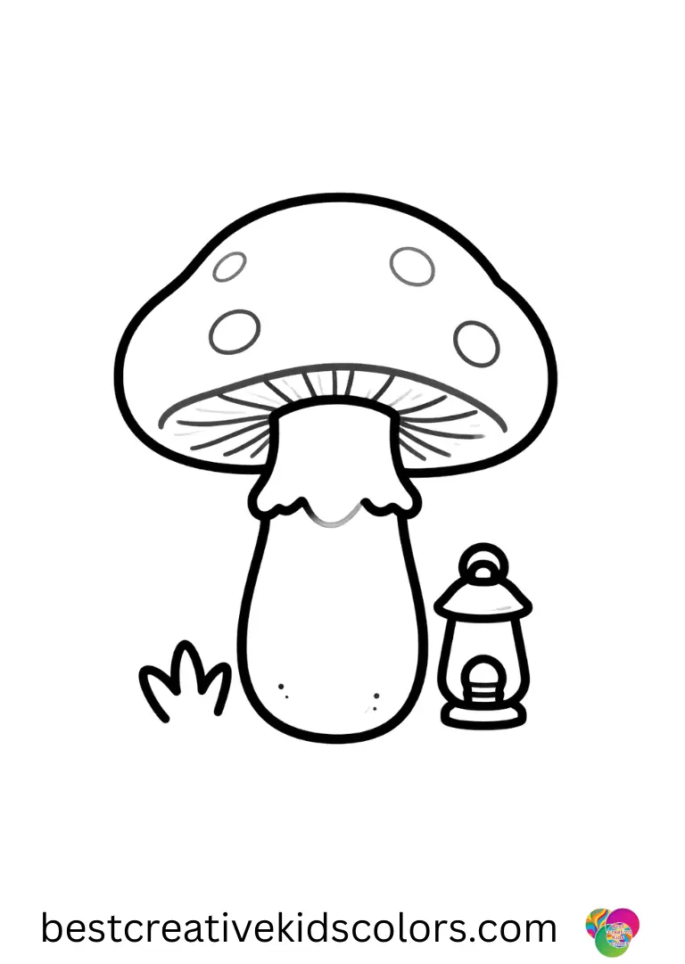 Drawing mushroom drawing diagram pdf features a mushroom with a small lantern hanging nearby.