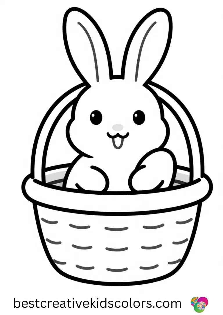 Easter Bunny Basket shows a bunny lifting a basket to reveal a surprise inside under the morning sun.