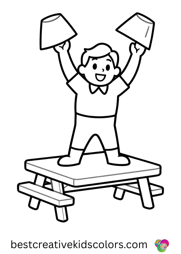 Easy Avengers coloring pages feature a hero tossing paper hats gently onto a picnic table, laughing softly.