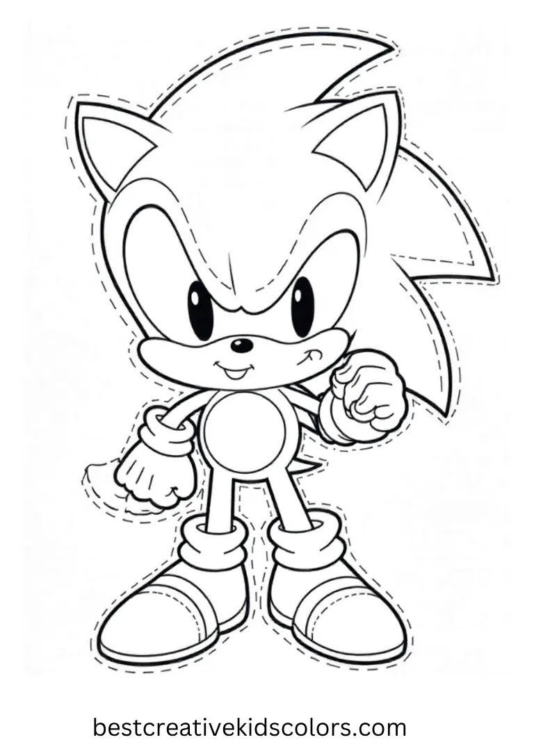 Focus on Sonic’s friendly face with clear outlines and smooth lines.