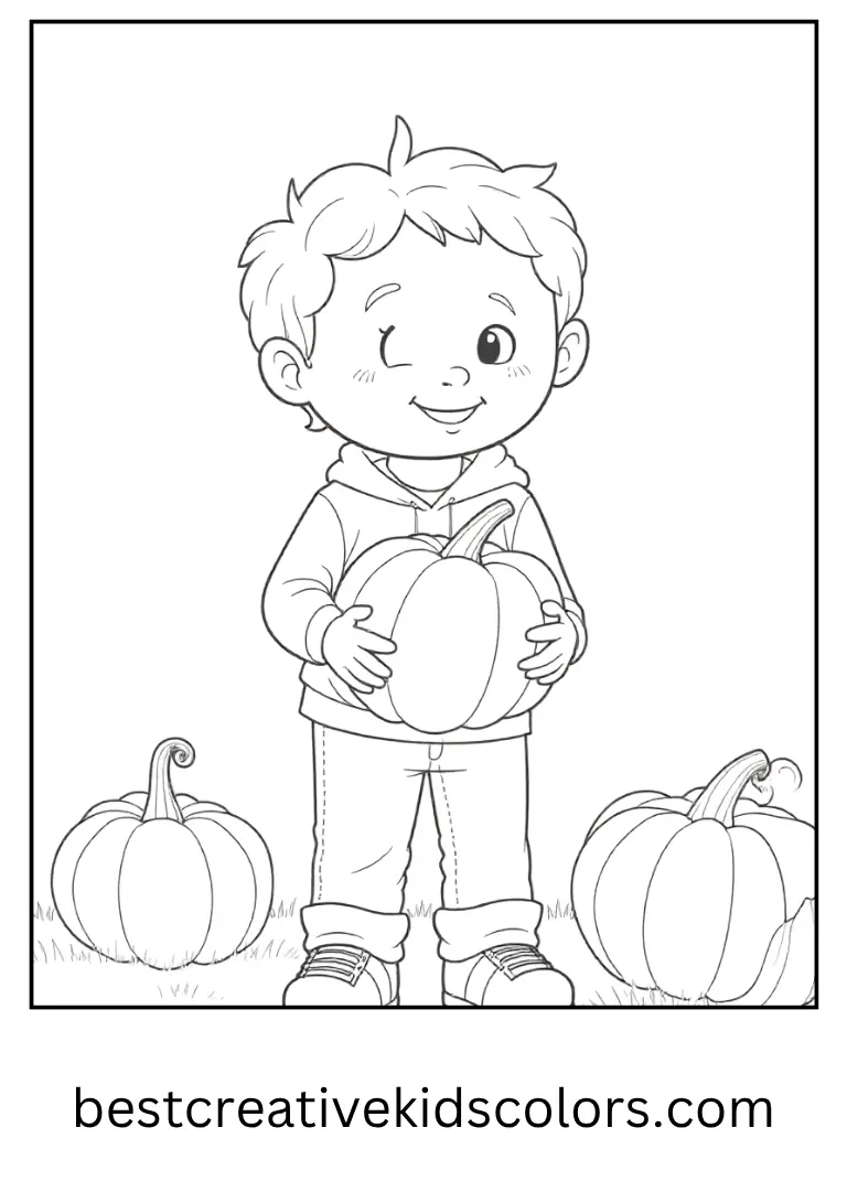 Eleven with Pumpkins Coloring Page