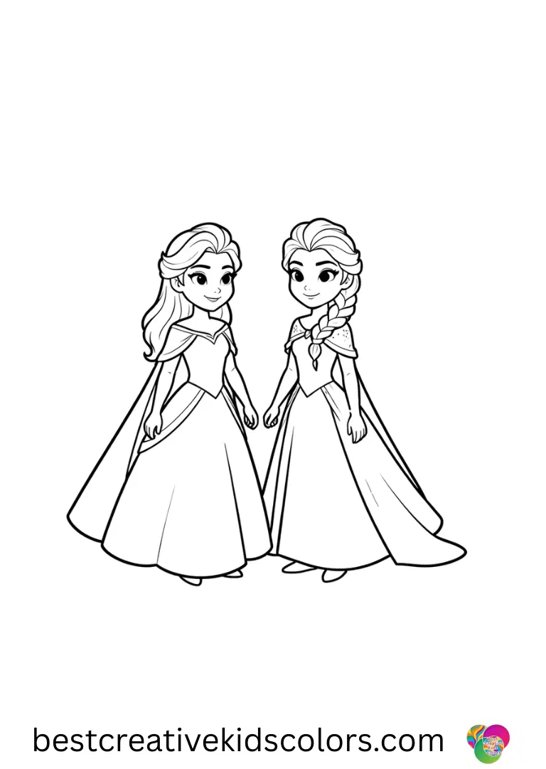 Elsa Anna images for Colouring Color Elsa and Anna exploring winter forests on bold, clean pages.