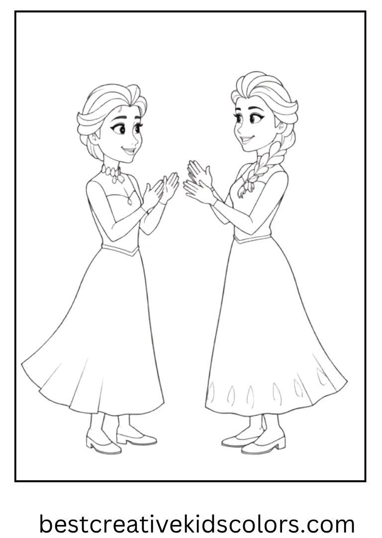  Olaf dances with silly moves as Elsa claps joyfully.