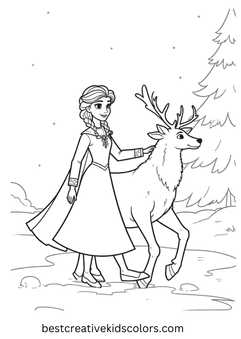Elsa Walking Beside Sven