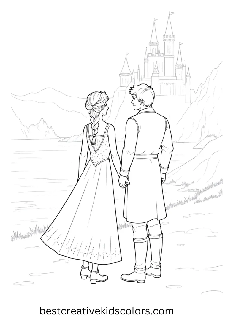 Elsa and Kristoff Looking at Arendelle from Afar