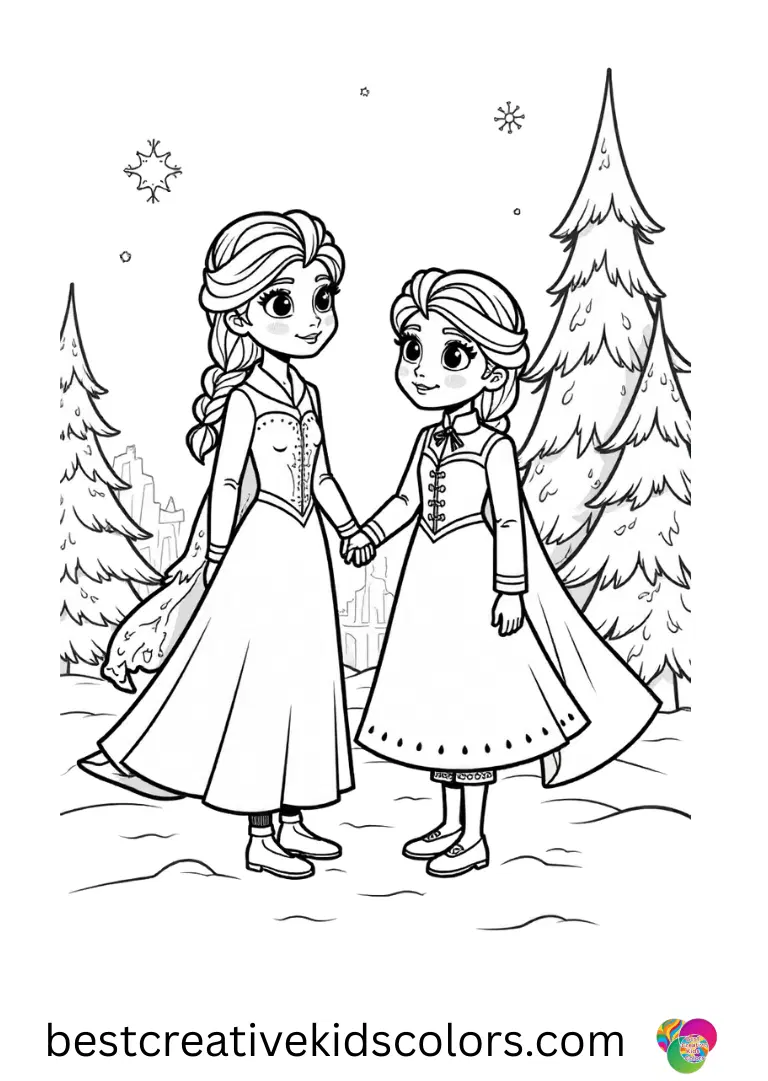 Elsa and anna print out easy Print Elsa and Anna building snow castles on bright, uncluttered pages.