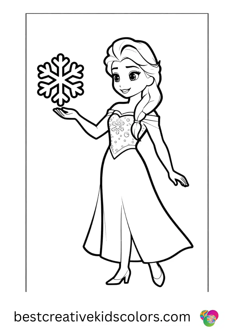 Elsa coloring sheet printable free Print Elsa playing with glittering snowflakes on open, simple sheets.
