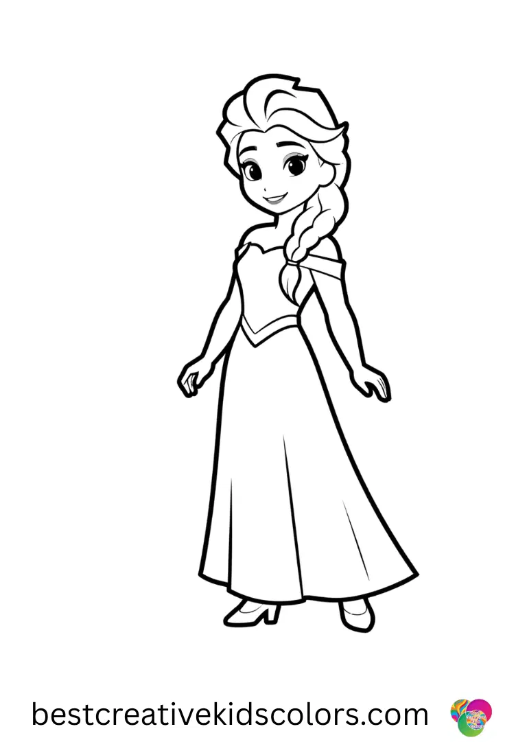 Elsa coloring sheet printable pdf Color Elsa casting sparkling ice designs on uncluttered, bold pages.