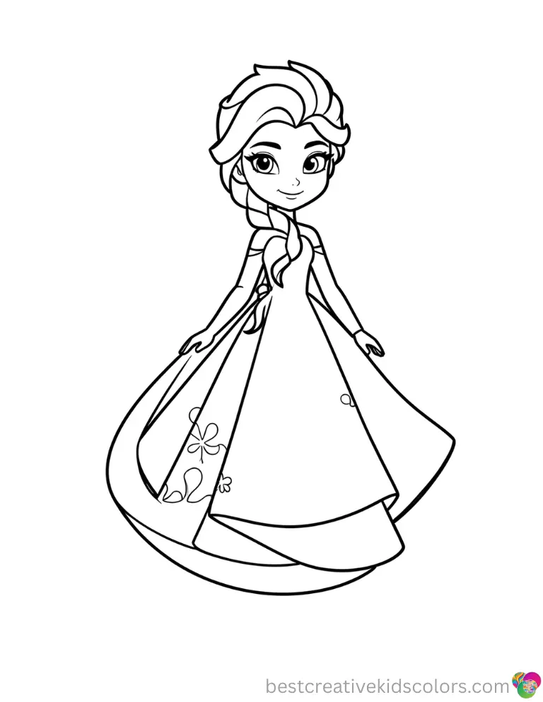 Elsa free printable coloring pages for kids Free pages of Elsa forming snow trails on bright, bold sheets.