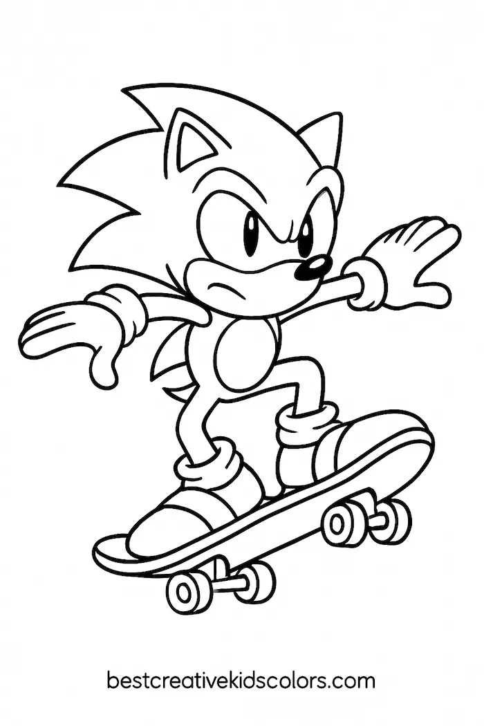 Enjoy Movie Sonic Coloring Page to Color